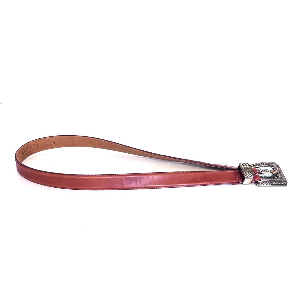 Vintage 90s Talbots Artsy Western Womens Belt Size M Cognac Leather Skinny Work‎ - Picture 3 of 9